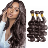 P4/Grey Bundles Brown Highlight Body Wave Human Hair Bundles 24 26 28 Inch Grey Body Wave Bundles Hair Weave Two Tone Brown Mixed With Grey Bundles Human Hair