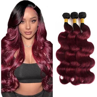 1B99J Human Hair Burgundy Bundles Red Body Wave Human Hair Bundle Brazilian Virgin Remy Hair Extensions Ombre Bundles 22 24 26 Inch
