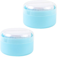 Asunfo 2 Pcs Large Body Powder Puff And Container With Sifter Baby After-Bath Empty Powder Puffs Case Talcum Powder Box For Women Beach Travel Home Blue
