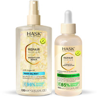 Hask Weightless Repair Hair Oil Mist & Strength & Length Boosting Scalp And Hair Serum - Repairs Damage, Adds Shine & Moisture, Strengthens, Prevents Breakage, Sulfate-Free, Cruelty-Free