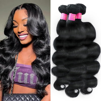 Human Hair Bundles 20 22 24 Inch 3 Bundles Human Hair Body Wave 12A Real 100% Raw Unprocessed Brazilian Virgin Sew In Quick Weave Natural Black Deals Thick Hair Extensions