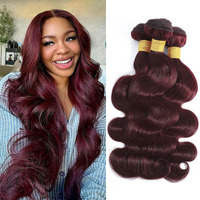 Dsekcain 99J Body Wave Human Hair Bundles Burgundy Dark Red Wine Color Body Wave Bundles 100% Real Human Hair And True To Length 16 18 20 Inch 3 Pcs/Pack