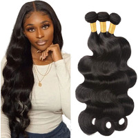 #1B Human Hair Bundles Body Wave Bundles 30 30 30 Inch Unprocessed Brazilian Virgin Hair Weave 3 Bundles 50 Grams Per Bundle Natural Color Bundle Human Hair Extensions