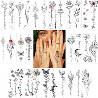 Viwieu Realistic Temporary Tattoos Flower Butterfly Daisy Bird Inspiration Sayings Body Art For Adult Women Girls 15 Sheets, Waterproof Finger Hand Arm Chest Shoulder Clavicle Lower Back Body D  Cor