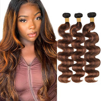 Chocolate Brown Human Hair Bundles With Highlights Human Hair 24 26 28 Inch P4/30 Brown Body Wave Bundles Double Weft Brazilian Virgin Remy Hair Extensions Soft And Healthy