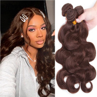 22 24 26 Inch Dark Brown Human Hair Body Wave Bundles Color 4 Bundles Chocolate Brown Body Wave Human Hair Bundles Double Weft Wet And Wavy Bundles Brown Bundles Remy Hair Extensions