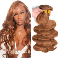 #30 Brown Bundles Human Hair Body Wave Bundles 30 32 34 Inch 3 Bundle Unprocessed Brazilian Virgin Hair Light Brown Body Wave Human Hair Extensions 50 Gram Per Bundle