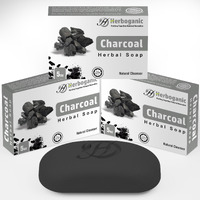 Herboganic Charcoal Herbal Soap | Pack Of 3 Of 5Oz Soap Bar | Natural Bar Soap For Face And Body | Hydrating And Nourishing | Suitable For Men And Women