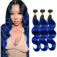 Blue Bundles Human Hair Brazilian Virgin Remy Color Blue Body Wave 3 Bundles Human Hair Extensions 22 24 26 Inch