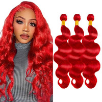 Red Bundles Human Hair Body Wave Bundles 22 24 26 Inch 3 Bundle Unprocessed Brazilian Virgin Hair Burgundy Body Wave Human Hair Extensions 50 Gram Per Bundle