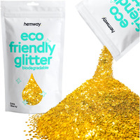 Hemway Eco Friendly Biodegradable Glitter 100G / 3.5Oz Bio Cosmetic Safe Sparkle Vegan For Face, Eyeshadow, Body, Hair, Nail And Festival Makeup, Craft - Extra Chunky (1/24"" 0.040"" 1Mm) - Gold