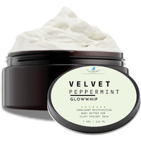 Glowwhip Body Butter - Velvet Peppermint | Whipped Body Cream For Deep Hydration | Non-Greasy, Fast-Absorbing Moisturizer With Beeswax, Aloe & Vitamin E | Cooling Scent | 8 Oz (Peppermint)