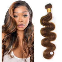 P4/30 Highlight Body Wave Bundle Brown Human Hair Bundle Brazilian 100% Unprocessed Virgin Extensions Double Weft Piano Color 30 Inch