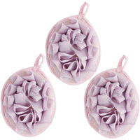 Boao Bath Shower Pouf Sponge Mesh Pouf Shower Ball Exfoliating Body Sponge Pad Scrubber Glove With Flower Bath Ball(3 Pcs,Purple)