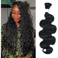 Body Wave Bulk Human Hair For Braiding No Weft Boho Braids Human Hair Brading Hair Extensions 100G One Bundle Wet And Wavy Human Braiding Hair For Boho Braids Natural Black(16Inch, Natural Black)