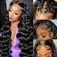 Linrkeyy 28Inch Body Wave Lace Front Wigs Human Hair 13X6 Hd Transparent Lace Frontal Wigs Body Wave Human Hair Wig Pre Plucked 200% Density Brazilian Virgin Glueless Wigs For Women Natural Black