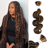 Liqusee Body Wave Curly #1B/30 Human Braiding Hair 100G One Bundle/Pack Bulk Human Hair For Braiding No Weft Human Hair Braiding Hair For Boho Braids (20 Inch, Body Wave #1B/30)