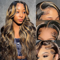 Erqq 26 Inch 1B/27 Highlight Ombre Body Wave Lace Front Wigs Human Hair 180 Density 13X6 Hd Frontal Lace Human Hair Wig Glueless Wigs For Women