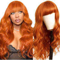 Ruiyu Ginger Orange Human Hair Wig With Bangs 2X4 Hd Lace Closure Ready To Wear And Go Glueless Wigs With Bangs 350# Body Wave 100% Brazilian Human Hair Wig Colored For Women 24 Inch