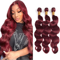 Niciitysi 22 24 26 Inch Color 99J Burgundy Body Wave Bundles Human Hair Wine Red Bundles Double Weft Brazilian Hair Extensions Soft And Silky For Women