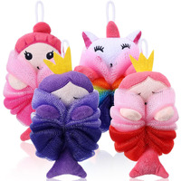 Tatuo 4 Pcs Animal Bath Loofahs Kids Body Loofah Cartoon Shower Cute Bath Sponge Pouf Body Scrubbers Mesh Sponge For Toddler Children Boys Girls Shower Baby Washing Exfoliating (Girls)