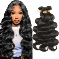 Human Hair Bundles 16 18 20 Inch Body Wave Bundles Human Hair 100% Unprocessed Brazilian Virgin Hair 3 Bundle Deals Human Hair Extensions For Women Natural Black