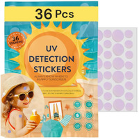 Uv Stickers For Sunscreen - 36 Pcs Uv Detection Stickers, Kid Friendly Sun Protection Reminder, Sunscreen Patches, Summer And Beach Vacation Essentials (36)