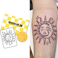 Boldink Semi-Permanent Tattoos, Realistic Fake Tattoos, Last 7-15 Days, Waterproof Non-Reflective Temporary Tattoo Stickers, Cruelty-Free, Uniquely Designed Exquisite Packaging(Sun And Moon 3)