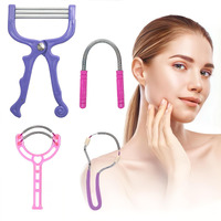 Spring Epilator - 4 Pack Stainless Steel Facial Hair Remover For Women's Face, Chin, Upper Lip, Mustache (Purple)