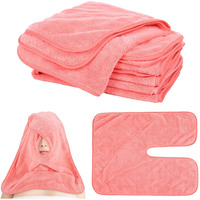 Dimegon 12 Pcs Facial Towels For Estheticians, U-Shaped Coral Fleece Towels, Large Size With Split Face Hole Design, Easy To Clean, Machine Washable, Ultra Absorbent For Beautiful Salon, Pink