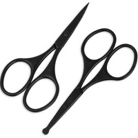 Essbes Facial Hair Small Grooming Scissors Set For Men Women Eyebrow Nose Hair Mustache Beard Eyelashes Trimming Kit Curved And Rounded Safety Tip 2Pcs