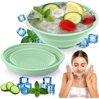 Xangnier Face Bowl For Ice - Collapsible Silicone Facial Ice Bath Bowl For Cold Plunge Therapy, Skin Tightening & Acne Relief - Portable Spa Tool For Home & Travel, Green