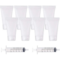 Benecreat 30 Pack 0.5Oz Clear Empty Tubes With Plastic Syringes Clear Squeezable Cosmetic Containers Refillable Plastic Tubes For Shampoo Facial Cleanser Makeup Sample