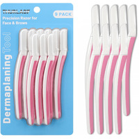 Thurlady Face Razors For Women Dermaplaning, Dermaplane Razor For Women Face, Eyebrow & Facial Razors, Peach Fuzz Remover, Gentle Exfoliating Microblades, For Sensitive Skin (Pack Of 9, Pearl Blush)