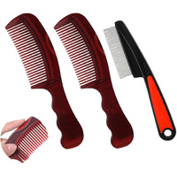 Haiolorpro 3Pcs Dandruff Comb, Lice Fine Tooth Comb, Dandruff Starion Detoxing Brush, Scalp Detox Comb For Dandruff Removal, Multifunctional Scalp Massage Tool For Women Men Kids (Brown+Orange)