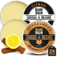 Beard Balm For Men, 2Oz Sandalwood & 2Oz Citrus Scent, W/Jojoba Oil & Shea Butter, Styling Cream For Men, Moisturizer & Softener, Beard Care Leave In Conditioner (2 Pack)