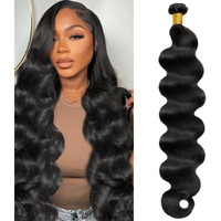 12A Human Hair Bundles 12 Inch Body Wave Human Hair 100% Unprocessed Brazilian Virgin Hair 1 Bundles Extensions Quick Weave Human Hair Extensions Wavy For Women Natural Black