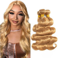 #27 Blonde Bundles Human Hair Body Wave Bundles 24 26 28 Inch Unprocessed Brazilian Virgin Hair Weave 3 Bundles 50 Grams Per Bundle Honey Blonde Human Hair Extensions