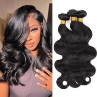 Human Hair Bundles Body Wave Human Hair 100% Unprocessed Brazilian Virgin Quick Weave Hair Extensions For Black Women 3 Bundles Natural Black 12 14 16 Inch