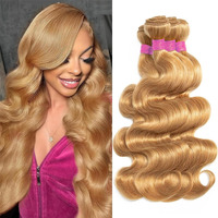 Vallbest Honey Blonde Bundles Human Hair #27 Body Wave Bundles 16 18 20 22 Inch 4 Bundles 100% Unprocessed Brazilian Virgin Hair 12A Virgin Raw Remy Weave Human Hair Extensions For Women