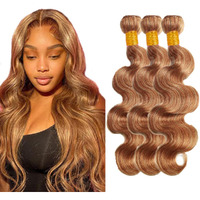 32 32 32 Inch Honey Brown Bundles Human Hair Light Brown Body Wave Bundle Two Tone #27 Honey Blonde Mixed With #30 Brown Bundles Brazilian Virgin Remy Hair Extensions