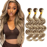 Vinmdonm P4613 Highlight Blonde Human Hair Bundles Brown Body Wave 3 Bundles 30 32 34 Inch Two Tone Brown And Blonde Bundle 300G