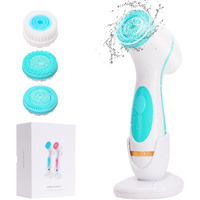 Facial Cleansing Brush, 3 In 1 Electric Face Scrubber With 3 Brush Heads For Women/Men, Waterproof Rechargeable Face Cleansing Brush For Dry Oily Sensitive Skin (Blue)