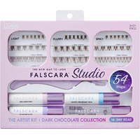 Falscara Studio Lash Extension Kit, 54 Stackable Lash Clusters, Medium Volume, 10Mm-14Mm, Dark Chocolate, False Eyelashes, Infusebond, Water-Resistant Seal, Bondboost, Hydro Cleanser, Applicator