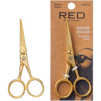 Red By Kiss Premium Stainless Steel Men Beard Shear, Grooming Facial Hair Trimmer Scissors With Sharp Edge For Mustache Beard & Sideburns Precision, No Pulling, Control & Comfort With Perfect Size