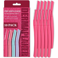 Face Razors For Women, Dermaplane Razor For Women Face, Eyebrow Razor, Facial Razors, Dermaplaning Tool, Gentle Skin Exfoliation Microblades For Sensitive Skin, Peach Fuzz Remover, 10 Count (Coral)