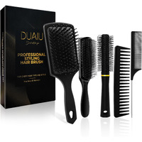 Duaiu Hair Brush Set, 5Pcs Paddle Hairbrush For Men And Women, Round Quiff And Rat Tail Wide Tooth Styling Comb And Brush Set For Curly Long Thick Thin Hair - Great On Wet Or Dry Use, No More Tangle
