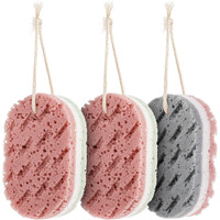 Dimeho 3Pcs Bath Sponge For Women Soft Bath Sponge Gentle Sponge Loofah Body Scrubber Shower Sponge For Body Wash Bathroom Deep Cleansing Bathing Sponge Bathing Accessories 3 Colors Large Size