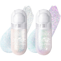 Dageda 2Colors Roll-On Body Glitter Gel For Body, Hair, Face, Holographic Glitter Makeup For Rave Accessories, Body Shimmer Hair Glitter Gel For Halloween Makeup(Galaxy Blue+Sparkling Pink)