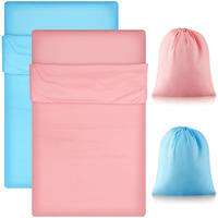 Irenare 2 Pcs Self Tan Sleep Sack Reusable Body Self Tanners Lightweight Breathable Tanning Sleeping Sac For Bed Travel Sleeping Bag (Pink, Blue)